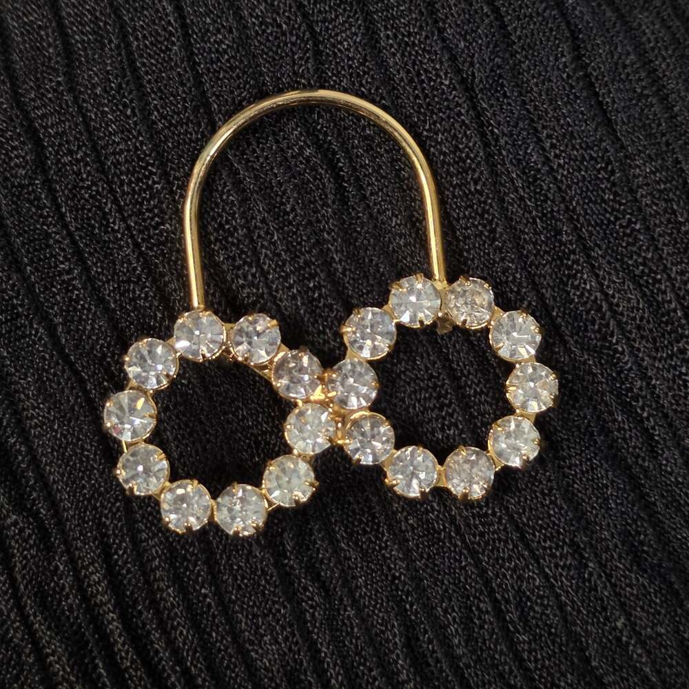 Vintage Rhinestone Brooch Gold Tone Geometric Abstract Sparkly Pin